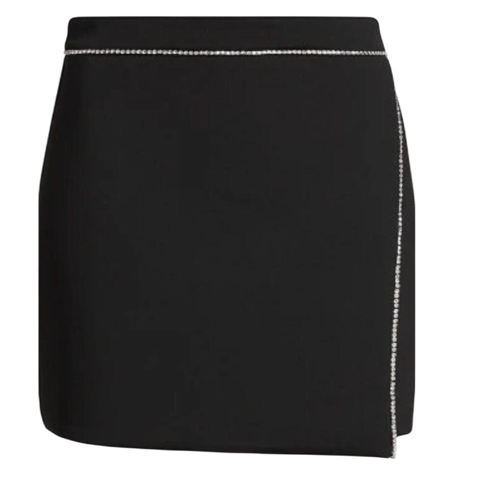 Good American Women's Embellished Scuba Glam Diamonds Black Miniskirt Size 4/27 - Picture 4 of 7